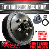 1x 10" Trailer Caravan Electric Drum HQ Holden Pattern 5/120.65 PCD & SL Slimline Bearing Set