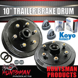 2X Trailer 10" Drums Suit 6 Stud Landcruiser 6/139.7 PCD & S/L KOYO Bearings