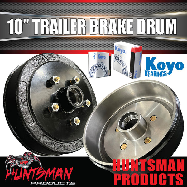 2X Trailer 10" Drums Suit HT Holden 5/108 PCD & L/M (Holden) Koyo Bearings