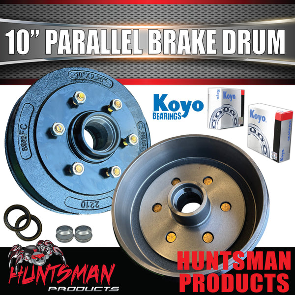 2X Trailer Caravan 10" Parallel Electric Brake Drums 6 Stud Koyo Bearings L68149