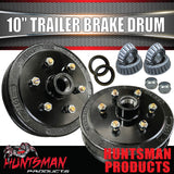 2X Trailer 10" Drums Suit 6 Stud Landcruiser Stud Pattern 6/139.7 PCD & L/M Japanese Bearings