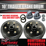 2X Trailer 10" Drums Suit 6 Stud Landcruiser Stud Pattern 6/139.7 PCD & L/M Japanese Bearings