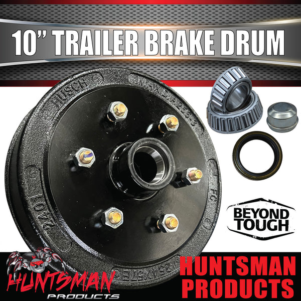 1x 10" Trailer Caravan Electric Drum 6 Stud NP300 D40 Pattern 6/114.3 PCD & SL Slimline Bearing Set