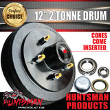 1x 12" 2 Tonne 5 Stud Electric Trailer Brake Drum & Bearings 30210 & 15123.  Huntsman & Alko Style