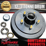 1x 12" 2 Tonne 5 Stud Electric Trailer Brake Drum & Bearings 30210 & 15123.  Huntsman & Alko Style