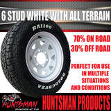 15x6 & 195R15C RA1100 6 Stud 6/139.7 PCD White Trailer Caravan Wheel Rim & All Terrain Tyre