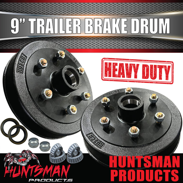 2X Trailer 9" Drums Suit 6 Stud Landcruiser. 6/139.7 PCD & S/L Bearing