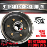 1x Mechanical Hydraulic Trailer Brake Drum 9" 6 Stud Landcruiser Pattern + SL / Ford Size Bearings