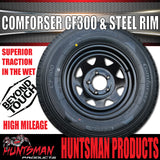 14x6 & 185R14C Black HT Pattern Trailer Caravan Sunraysia Rim & Comforser CF300 Tyre 185 14