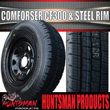 15" Ford Pattern Caravan Camper Trailer Black Steel Rim Wheel & 195R15C Comforser CF300 Tyre