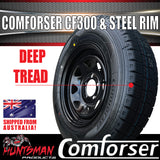 14x6 & 195R14C Sunraysia HQ Black Caravan Trailer Wheel Rim & Comforser CF300 Tyre 195 14