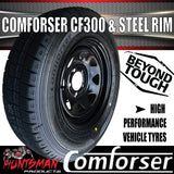 15" Ford Pattern Caravan Camper Trailer Black Steel Rim Wheel & 195R15C Comforser CF300 Tyre