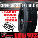 15x6 & 195R15C Black 6 Stud Caravan Trailer Sunraysia Steel Wheel Rim & Comforser CF300 Tyre