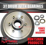 1x 12" 3 Tonne 6 Stud Caravan Trailer Electric Brake Drum & Bearing Set Suit Huntsman & Alko