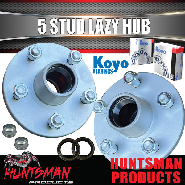 X2 Galvanised Boat Trailer Lazy hubs suit HT Holden 5/108 PCD KOYO LM Holden bearing Kits.