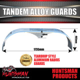 Aluminium Tandem Teardrop Style Trailer Radius Mud Guards 250mm Wide, Propeller Plate finish