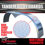 Aluminium Tandem Teardrop Style Trailer Radius Mud Guards 250mm Wide, Propeller Plate finish