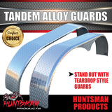 Aluminium Tandem Teardrop Style Trailer Radius Mud Guards 250mm Wide, Propeller Plate finish