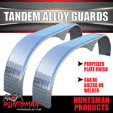 Aluminium Tandem Teardrop Style Trailer Radius Mud Guards 250mm Wide, Propeller Plate finish