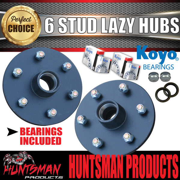 2x 6 Stud Trailer Caravan Hubs 6/114.3 suit D40 NP300 & L/M Japanese KOYO bearing Kits