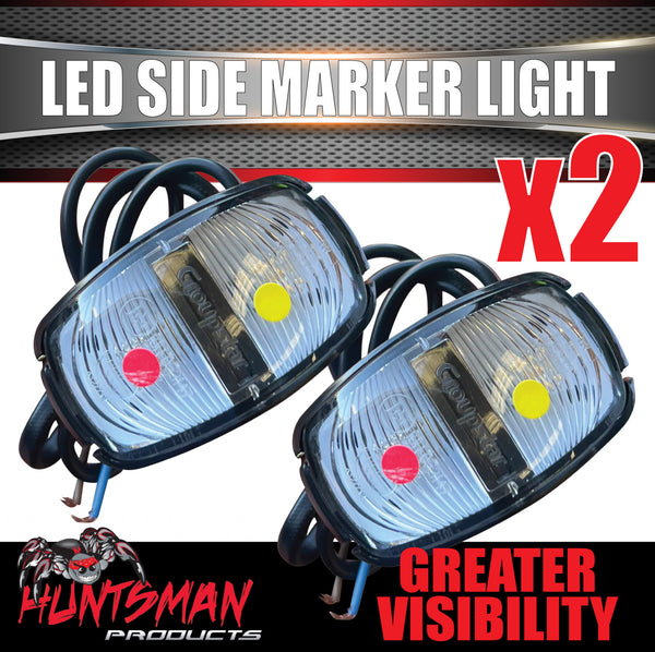 2x Huntsman clearance LED Truck Trailer Side Marker Light lamp 10-30 Volt Red Amber