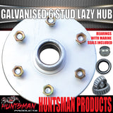 1x Galvanised Dacromet 6 Stud Trailer Caravan Lazy Hub & SL bearing kit. Marine Seal