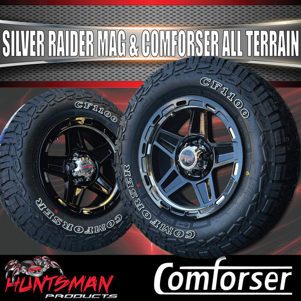 14" & 185R14 LT CF1100 Ford Stud Silver Band Raider Trailer Caravan Mag Rim & All Terrain Tyre