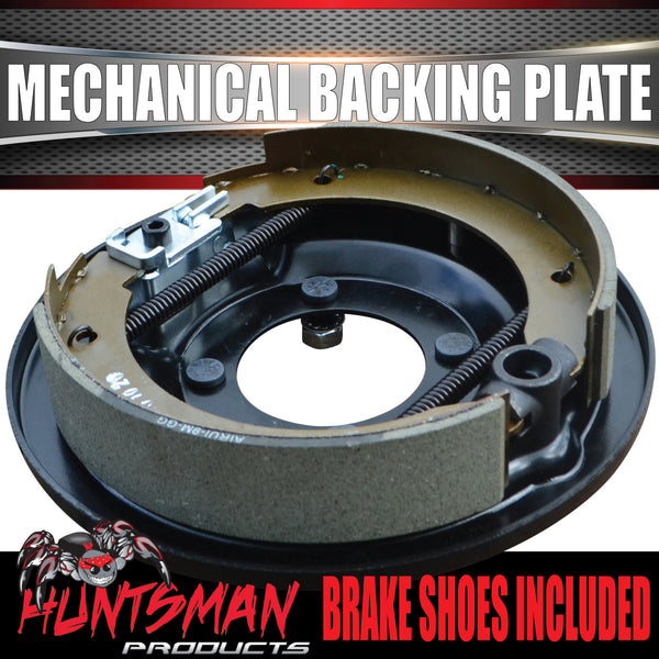 1x LHS Passenger Side 9" Mechanical Drum Trailer Backing Plate With Brake Shoes