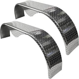 Aluminium Tandem Teardrop Style Trailer Radius Mud Guards 250mm Wide, Propeller Plate finish