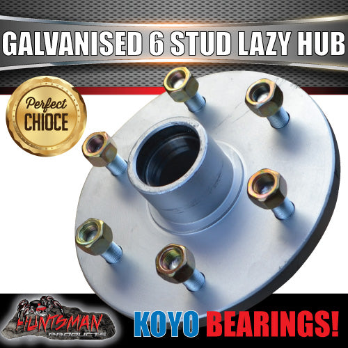 x2 galvanised 6 stud lazy x2 Galvanised 6 stud 6/139.7 PCD Trailer Caravan Hubs & LM KOYO Bearing Kits Suit Landcruiser Patternhubs & holden Koyo LM bearings