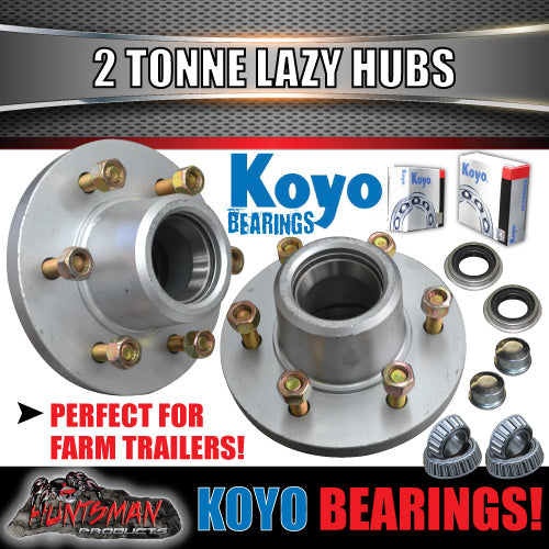 x2 Gal 2 Tonne 6 Stud Trailer Caravan Hubs 6/139.7 pcd 2000kg KOYO Bearings. SG CASTING