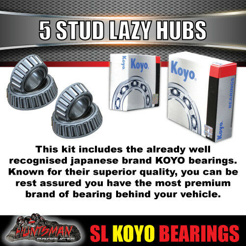 2X 5 Stud Trailer Lazy Hubs Suit Commodore Pattern 5/120 PCD & S/L (Ford) Koyo Bearing Kits