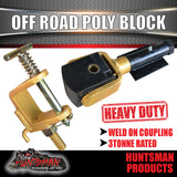 Off Road Trailer Caravan Weld On Poly Block Coupling & Adaptor. Hard Chrome Shaft. CTA Approved