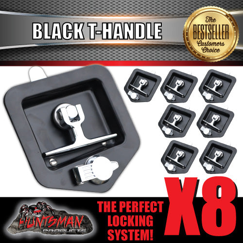 x8 Black T Handle Locks & Studs. Stainless Steel, Flush Mount,